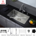North America Hot Sale 32 Inch Undermount Single Bowl 16 Gauge Handmade Stainless Steel Kitchen Sink with Grid Optional